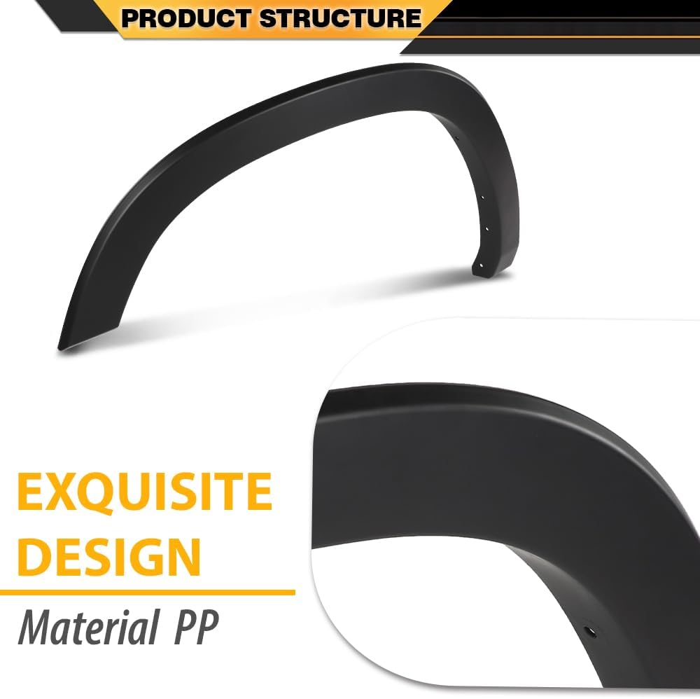 CNNELL Factory Style Fender Flares 4Pcs Compatible with Dodge Ram 1500 2019-2024, Not Fit 1500 Classic & Rebel & TRX Models Wheel Fender Arch Molding Trim Set Black