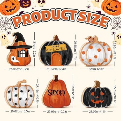 JarThenaAMCS 6Pcs Halloween Wooden Porch Signs Halloween Decorations