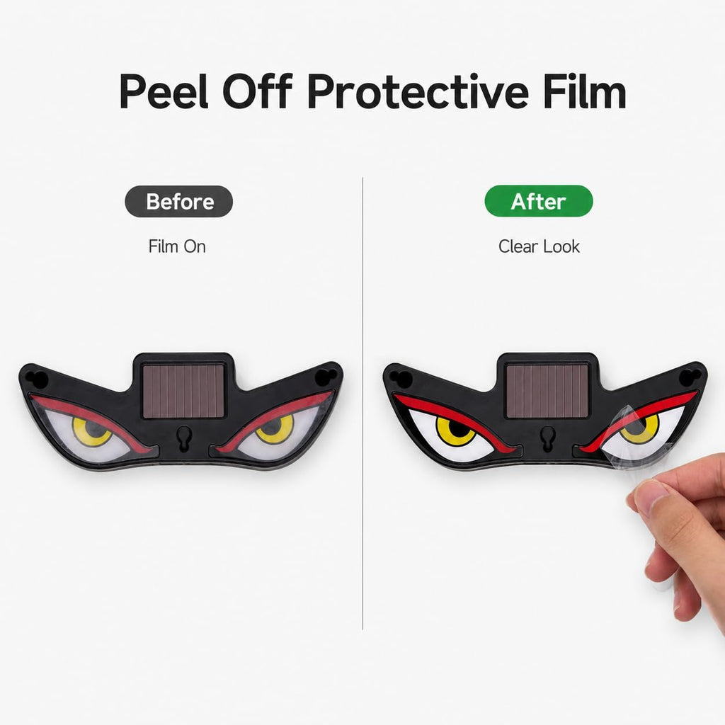 Solar Devil Eyes LED Car Window Light, Wireless No Drill Solar Powered Demon Eyes Warning Lights for Cars Windshield Rear Window, Waterproof LED Eyes Animated for Trucks/SUVs/RV/Vans, 2 Pack (T1-RYW)