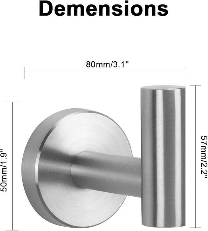 NearMoon Bath Towel Hooks- SUS 304 Stainless Steel Robe Hook Holder, Heavy Duty - Image 5