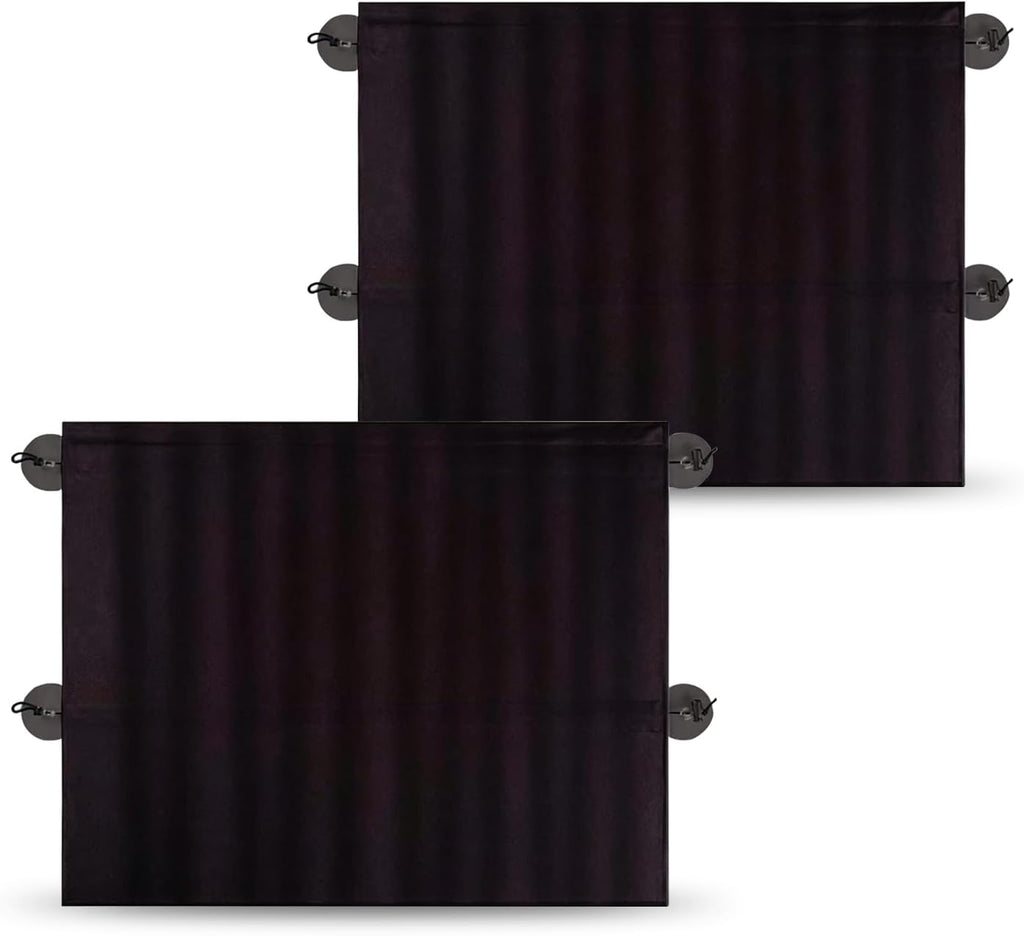 2 PCS Car Side Window Shades, Sun Blocking & Heat Insulation Curtain for Baby, Privacy Protection Blackout Sunshade with Suction Cup, Foldable Cover for Most Cars SUVs Trucks (Black)