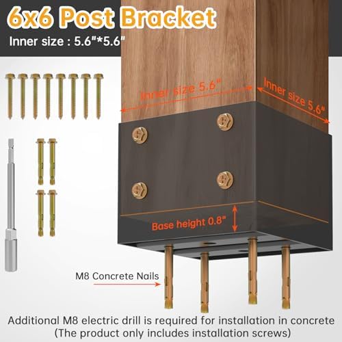 thickened 6x6 post base for concrete with hidden on a desk or shelf