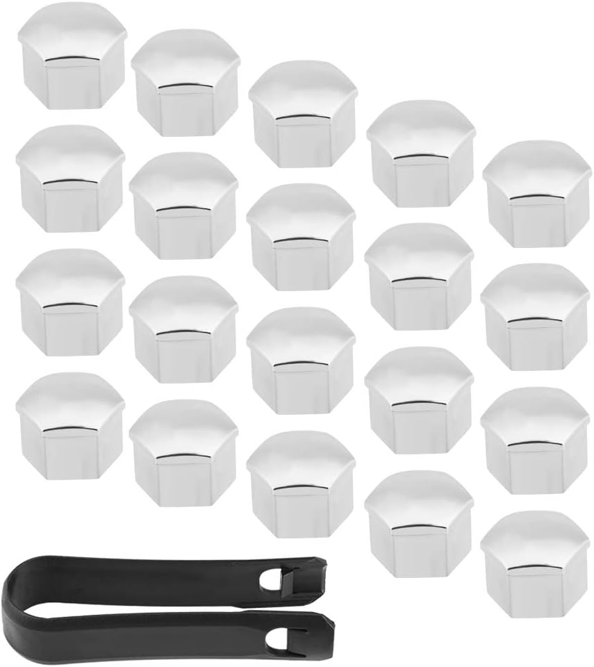 Lug Nut Cover, Universal Wheel Caps, 20Pcs Silver Plastic Hub Covers, Protects Nut from Dirt, Fits 17Mm Lug Nuts