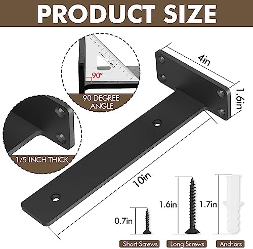 heavy duty metal shelf brackets 10 inch long,black, close-up detail