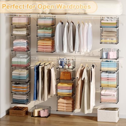 lyuwanxian 4-tier hanging closet organizer with 360°rotating hooks showing dimensions