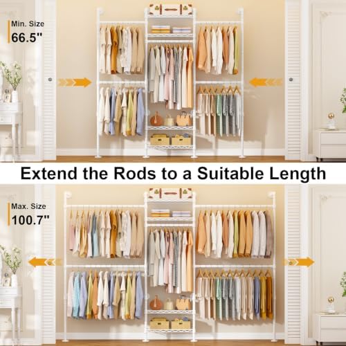 ulifhome m7 wall-mounted clothes rack, heavy-duty garment closet, close-up detail