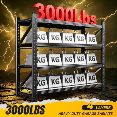 miiiko 48" w storage shelves,3000lbs metal garage storage on a desk or shelf