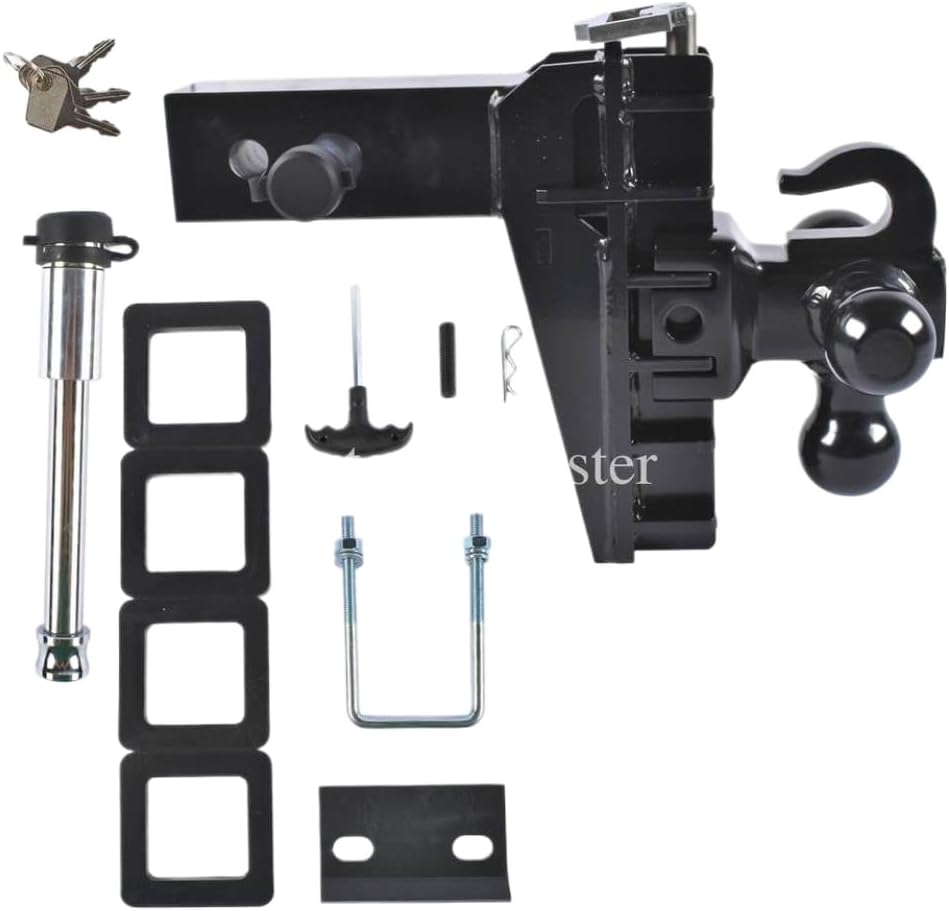 Trailer Hitch with Hook 2.5 Inch Receiver 6 Inch Drop 18500 LBS GTW Class 3 Black