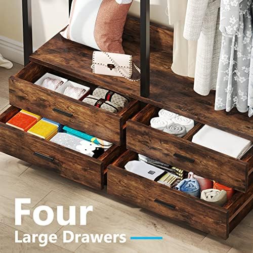 tribesigns freestanding closet organizer, garment rack with 4 showing dimensions