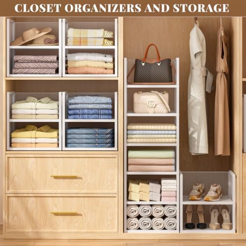 daoutime 6-tier stackable closet organizers and storage basket, close-up detail