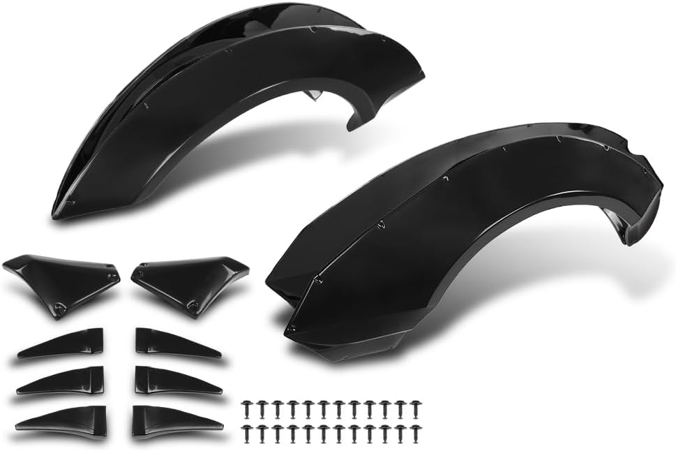 Fender Flares Compatible with Chevy Camaro ZL1 2010 2011 2012 2013 2014 2015, 4 Pcs Kit with Front Canards, MB Style Black Widebody Overfenders, Bolt-On Exterior Wheel Arch Trim