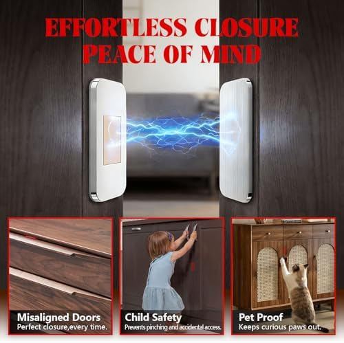 magnetic door catch, adhesive cabinet magnets for closure, close-up detail