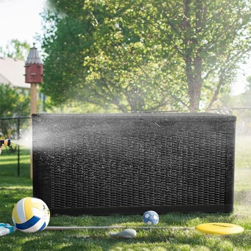 greesum 100 gallon resin deck box large outdoor, close-up detail