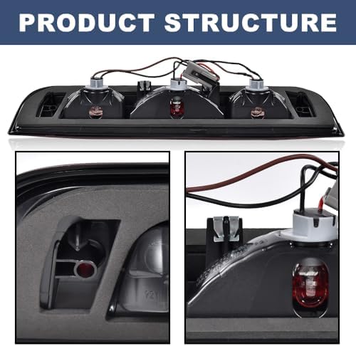 PIT66 3rd Brake light, Fit Chevy Silverado/GMC Sierra 2015-2021 | Rear High Mount Compatible With Chevy Silverado/GMC Sierra 1500 2500 3500 2015-2021 23509162 84900397 Bulb RED