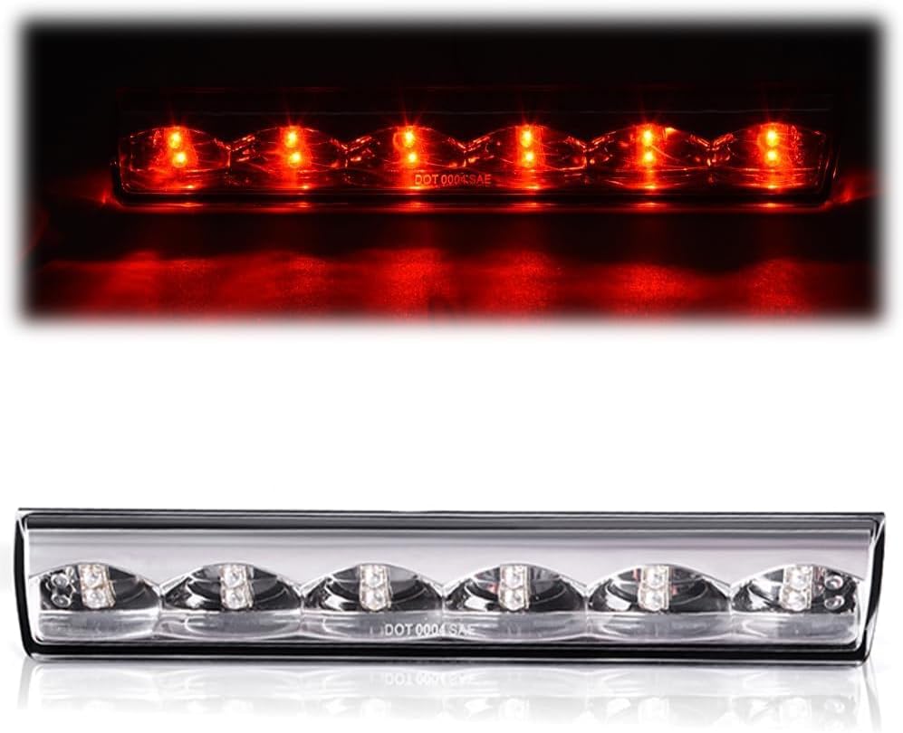 PIT66 LED 3rd Brake Light, Fit Truck Cap Topper Leer Are Century | LED Recessed 3rd Third Brake Light Lamp AT-LED-36R Clear Lens Chrome Housing