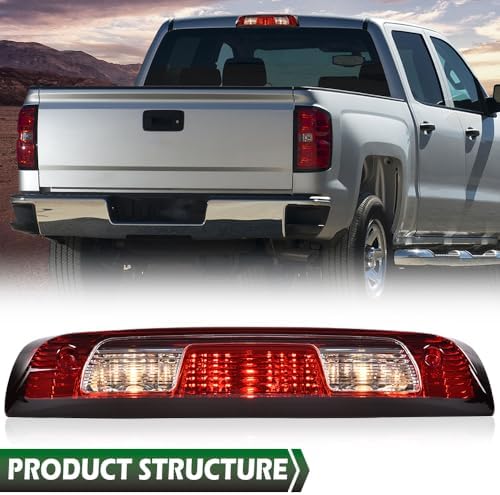 GRAND ORANGE Third Brake Compatible with Chevy Silverado GMC Sierra 1500 2500 3500 2015-2021 High Mount Stop Light Cargo Lamp 84900397,2350916 Red Lens