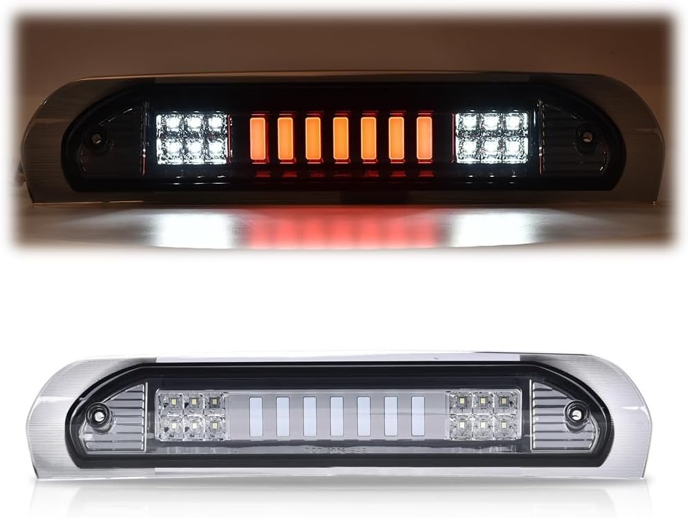 CNNELL 3rd Brake Lights Assembly Compatible with Dodge Ram 1500 2002 2003 2004 2005 2006 2007 2008, Ram 2500 3500 2003-2009 3RD Third Brake Light/Cargo Lamp(Type I Smoky lens Clear Bottoms)