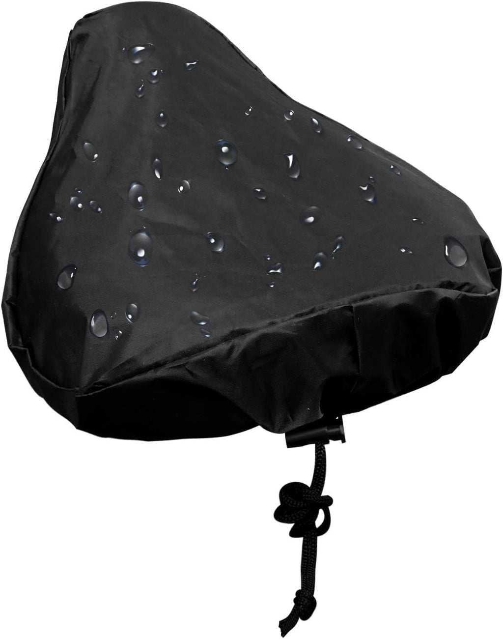 Waterproof Bike Seat Cover with Drawstring, Protective Water Resistant Bicycle Saddle Rain Dust Cover (Black)