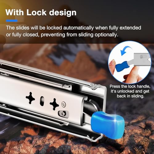 heavy duty locking drawer slides load 250 lbs, close-up detail