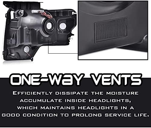 PIT66 LED DRL Headlights Assembly Fit 2009-2014 Ford F150 faros delanteros | Smoke Lens, Black Housing, Clear Reflector, Driver & Passenger Side Head Lamps