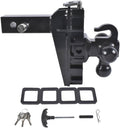 Tri-Ball Drop Hitch with Hook 2 Inch Receiver 6 Inch Drop 17000 LBS GTW Class 3 Tow Hitch