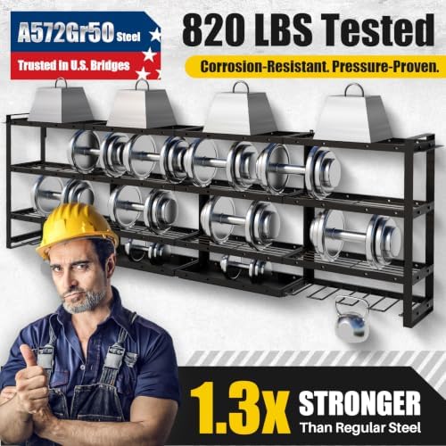 xlarge 64''w power tool organizer wall mount, 4-tier, close-up detail