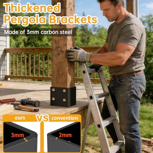 6x6 post base for concrete heavy duty（4pcs extra-thick showing dimensions