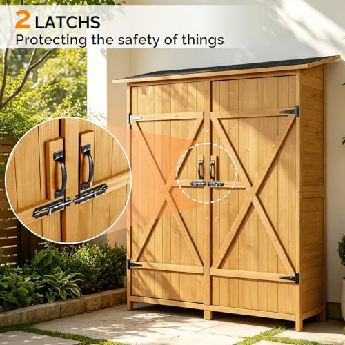 vingli upgraded outdoor wooden storage shed, extra large shown in use