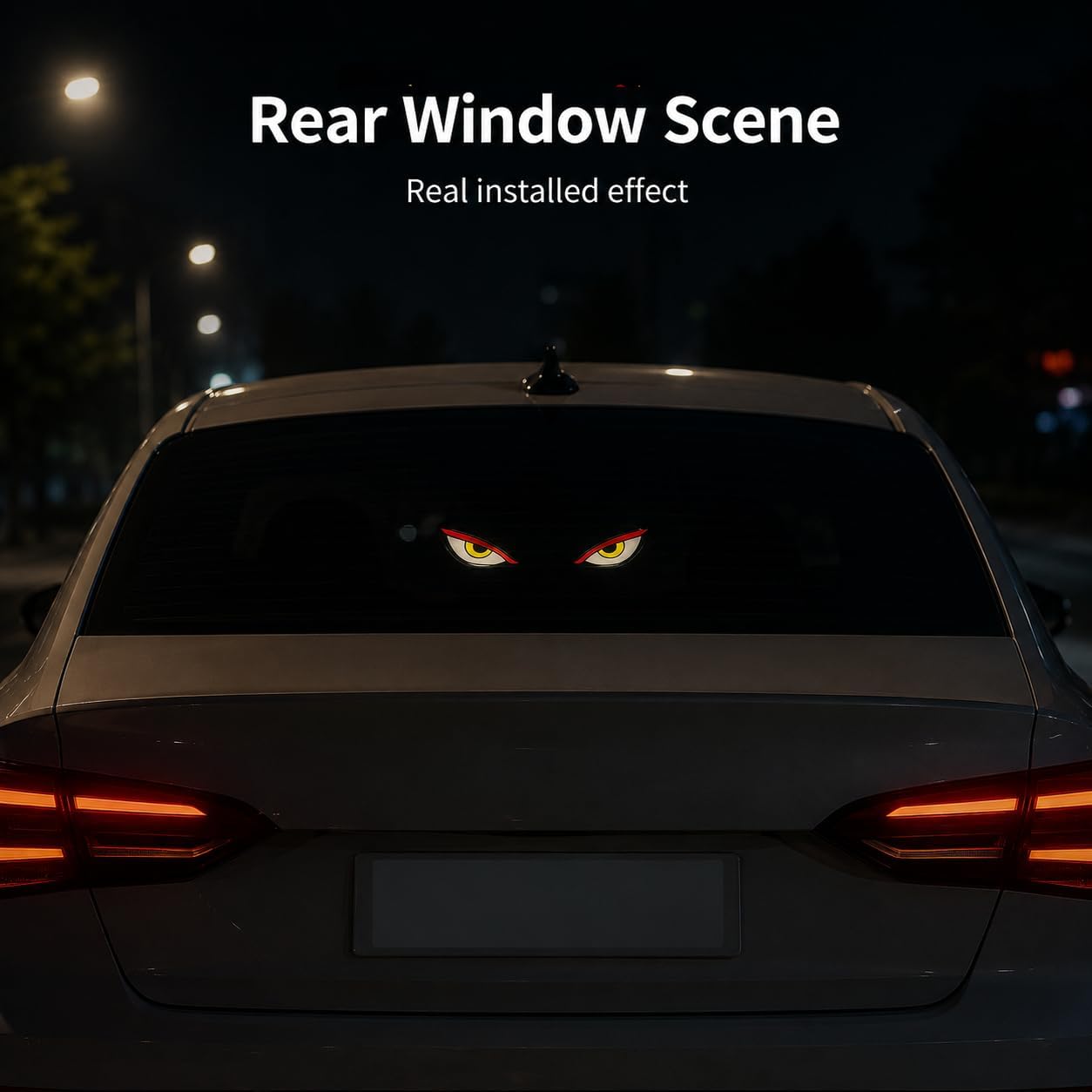 Solar Devil Eyes LED Car Window Light, Wireless No Drill Solar Powered Demon Eyes Warning Lights for Cars Windshield Rear Window, Waterproof LED Eyes Animated for Trucks/SUVs/RV/Vans, 2 Pack (T1-RYW)