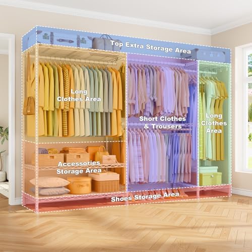 ulifhome heavy-duty garment rack, adjustable clothing racks hanging, package contents