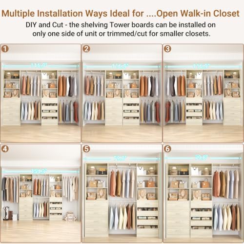 aheaplus closet system, wood closet organizer system with shown in use
