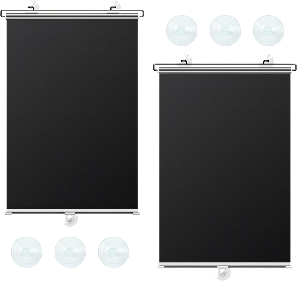 2PCS Car Window Shades, 16" x 49" Retractable Auto Side Window Roller Shade with Suction Cups, Vehicle Windows Sunshade Blocks Sun Heat, UV Glare, Car Accessories (Silver+Black)