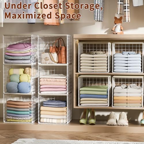 hencawima 6 pack stackable closet organizer, closet organizers showing dimensions