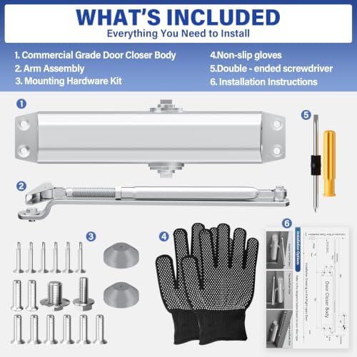 automatic door closer, hydraulic soft close door closer, side view