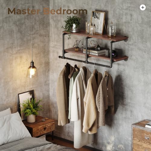industrial pipe clothing rack with top shelf, space-saving, package contents