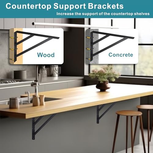 16 inch heavy duty shelf brackets, countertop support showing dimensions