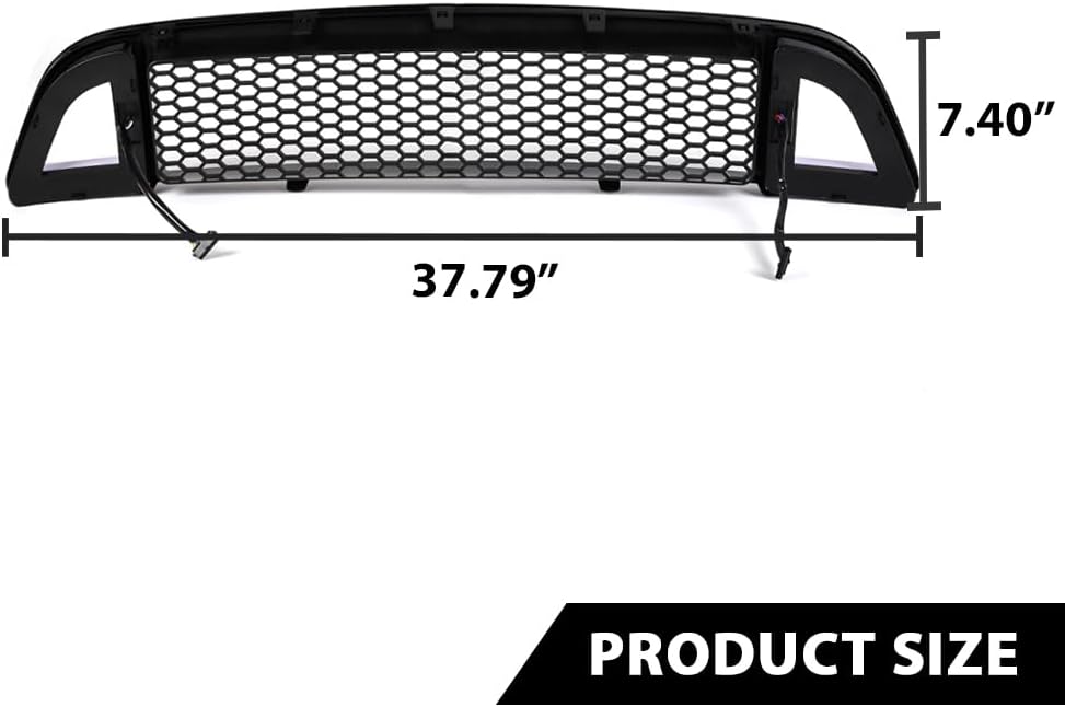 PIT66 Upper Grille with DRL LED Lights Fit 2013-2014 Ford Mustang | DRL Accent Vent Lights Not Fit Except Shelby Models, Honeycomb Mesh Design, Direct Replacement, DR3Z8200AB, FO1200590