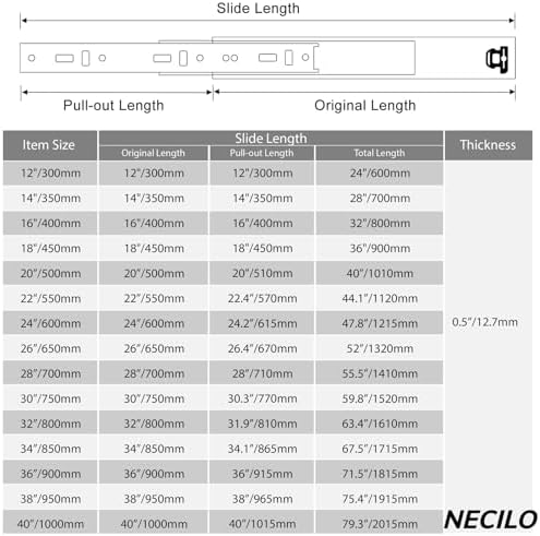 necilo 24 inch heavy duty drawer slides 150lb shown in use