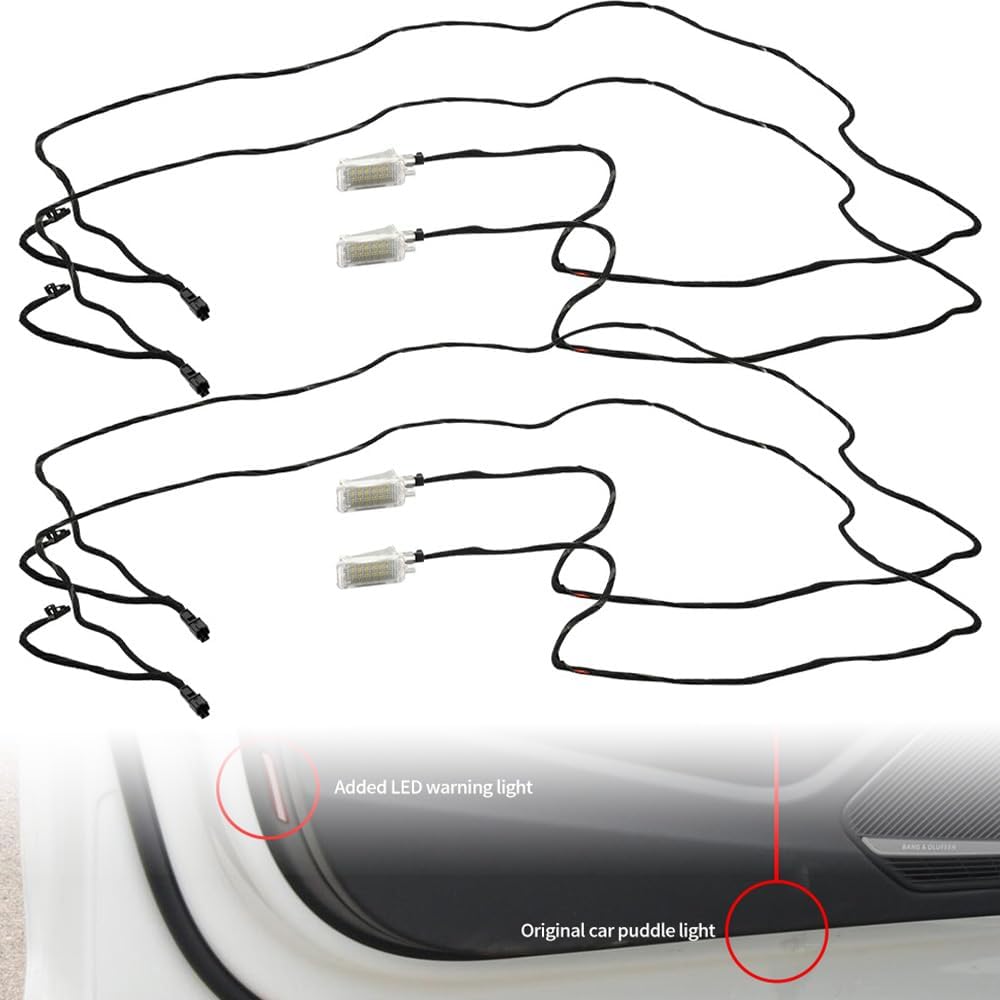 nsautolighting 4Pcs Red LED Interior Courtesy Door Light for Au'di A3 S3 A4 S4 A5 S5 A6 S6 RS6 A8 S8 Q3 Q4 Q5 Q7 Q8 LED Side Door Panel Warning Puddle Footwell Lamp Assembly