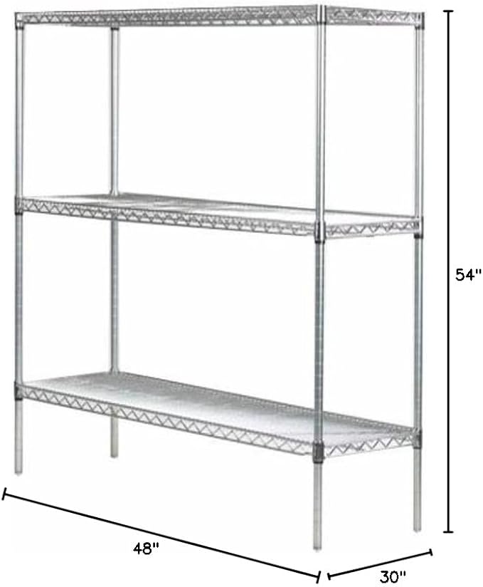 Omega 30" Deep x 48" Wide x 54" High 3 Tier Chrome Starter Shelving Unit - Image 2