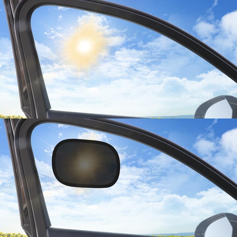 2 Pack Mini Static Cling Car Window Sun Shades, Sun Protection Heat Insulation Sun Glare Blocker, Static Stick-on Auto Window Visor for Baby, Car Side Window Sun Protection Accessories