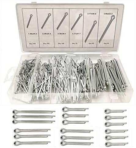 Boatsea 555Pcs Cotter Pin Clip Assortment Pin Clip Key Fastener Fitting Kit, Heavy Duty Zinc Plated Split Pin Fastener Clip Straight Hairpin, Cotter Pins Perfect for Automotive Mechanics Small Engine