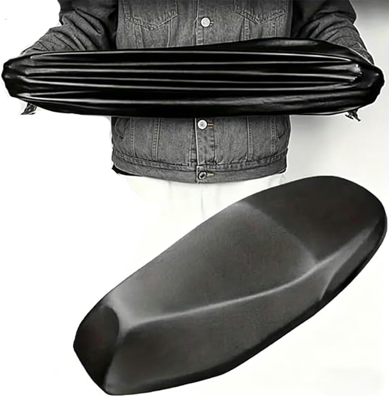 Motorcycle & Ebike Seat Cover Cushion, Stretchable PU Leather Seat Protector, Dustproof Sunproof Bike Seat Cover for Electric Bike, Scooter and Motorcycle