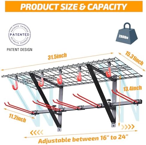 plkow wall-mounted ski and snowboard storage rack, 2-pack, side view