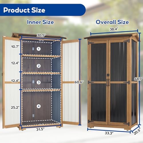 outdoor storage cabinet weather-resistant, wood & metal storage, side view