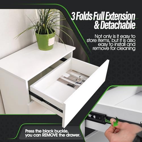 5 pairs full extension drawer slides 10 inch, close-up detail