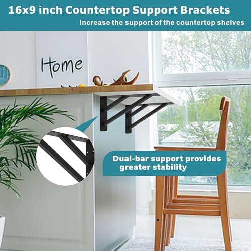heavy duty shelf bracket ,countertop support brackets,16x9 inch, side view