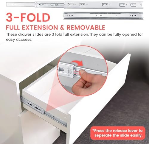 homdiy 14 inch heavy duty drawer slides side, side view