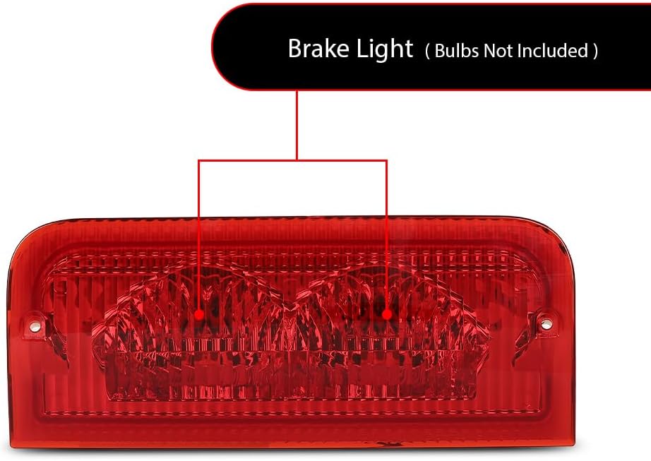 PIT66 Third 3rd Brake Light Lamp Assembly Compatible with Ford E150 E250 2008-2014 Fit Ford E350 Super Duty 2008-2014 6C2Z-13A613-A, 6C2Z13A613A Red Lens