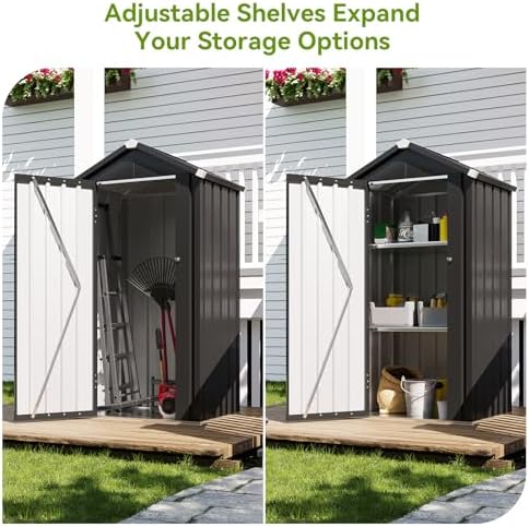 aoxun vertical outdoor storage cabinet 2.5’x2’ with floor showing dimensions